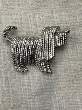 Sarah Coventry Silver Tone Dog Brooch Pin | Textured Puppy | Vintage Jewelry